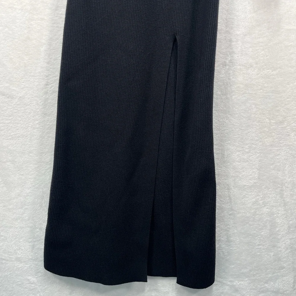 Abercrombie & Fitch Soft A&F Ribbed Maxi Dress Womens Small Black Long Sleeve